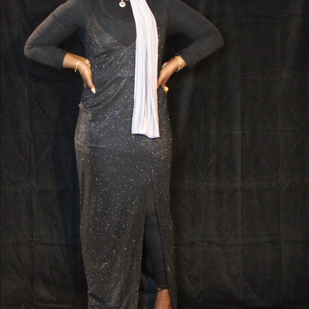 Dress, all black sparkly.
